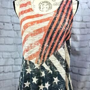 Ginger G American Flag Racerback Distressed Tank - L